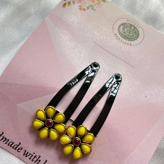 Yellow flower Tic-taç clip - MATSYA BOUTIQUE