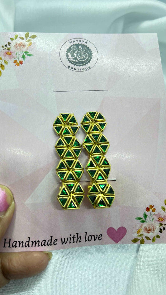 Green triangle alligator clip - MATSYA BOUTIQUE