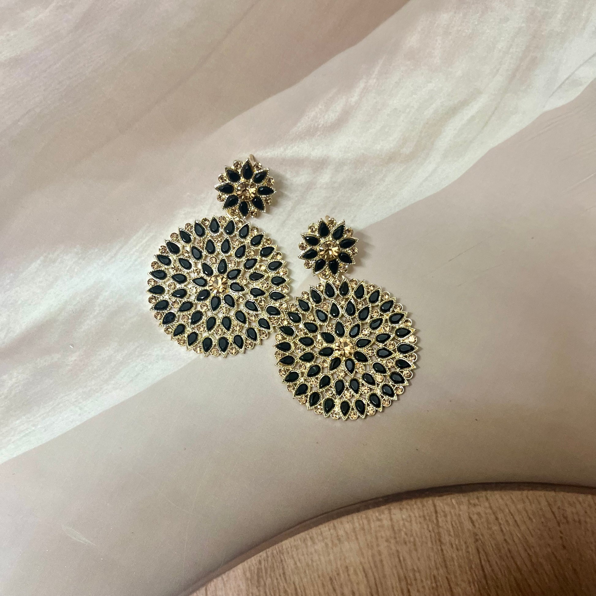 Black Blossom Chandbalis - MATSYA BOUTIQUE