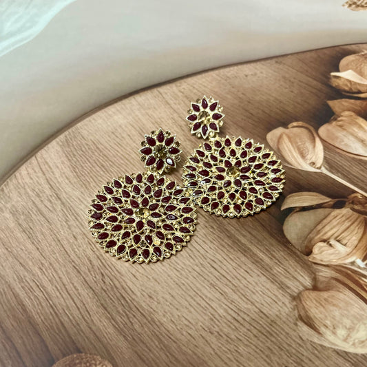 Maroon Blossom Chandbalis - MATSYA BOUTIQUE