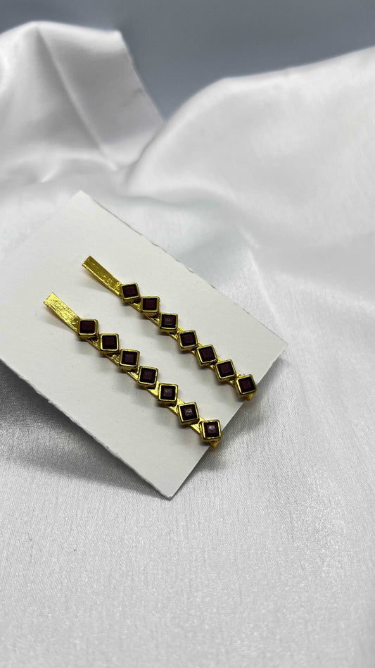 Brown square hair pin - MATSYA BOUTIQUE
