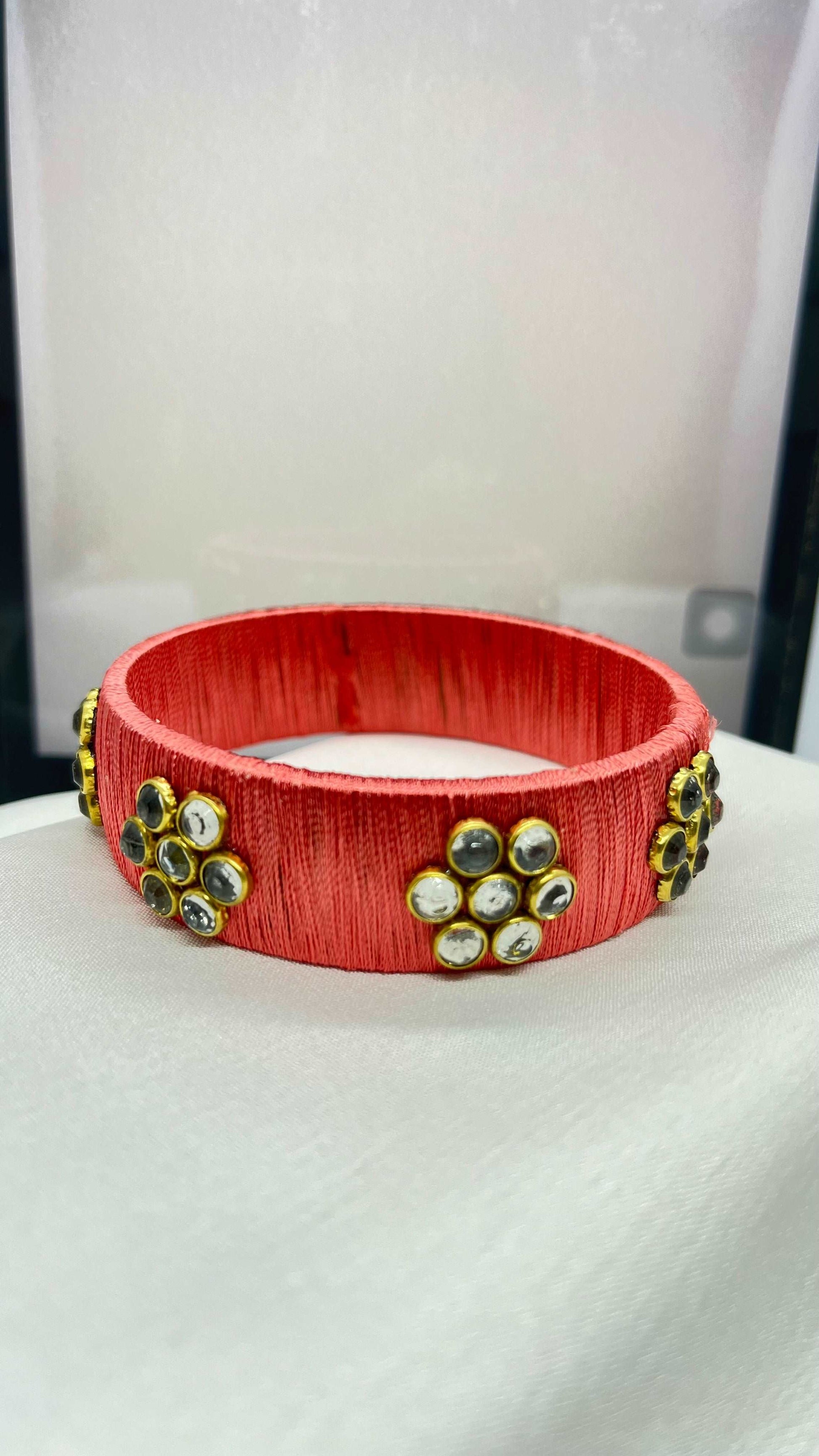 Pink and white Kada Bangle - MATSYA BOUTIQUE