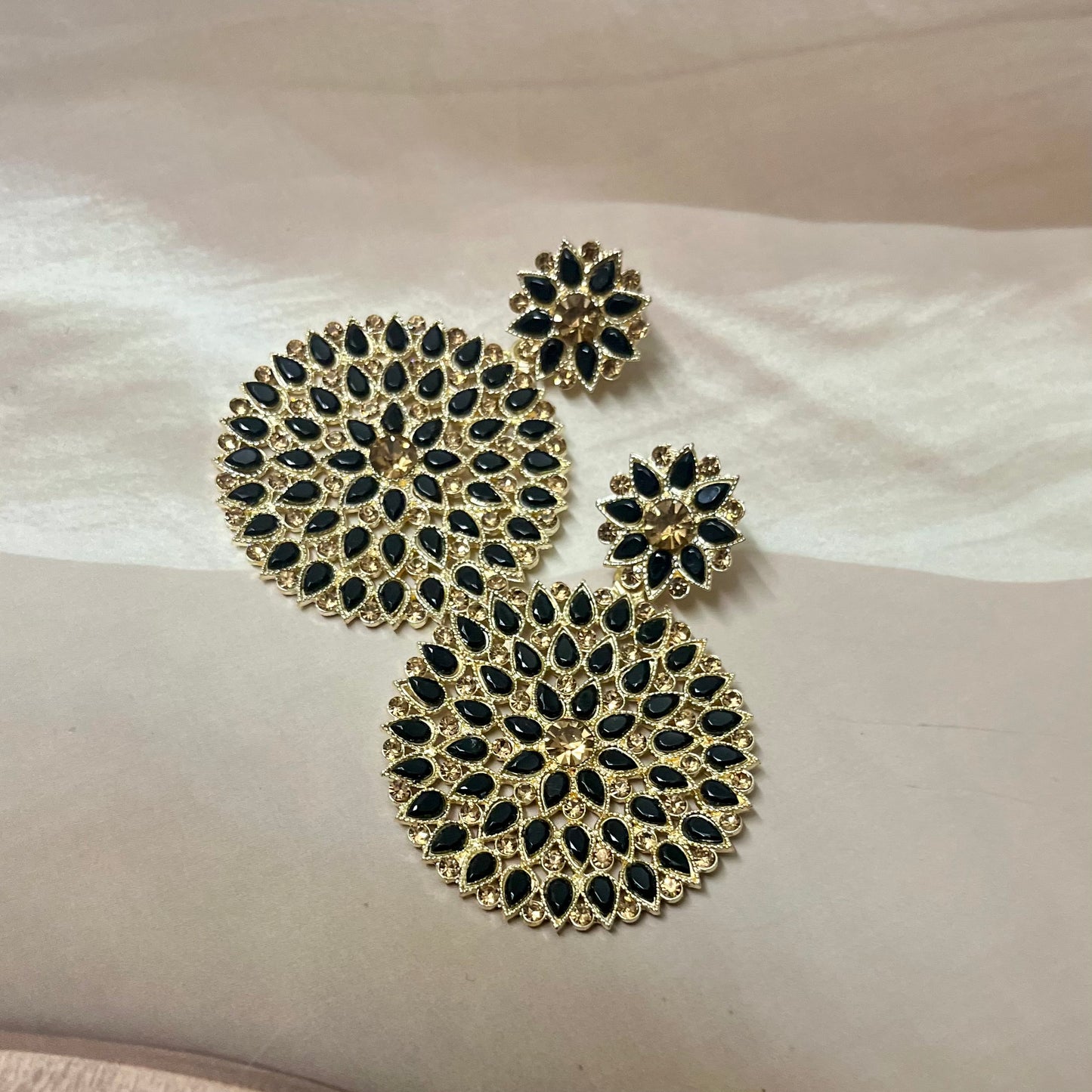 Black Blossom Chandbalis - MATSYA BOUTIQUE