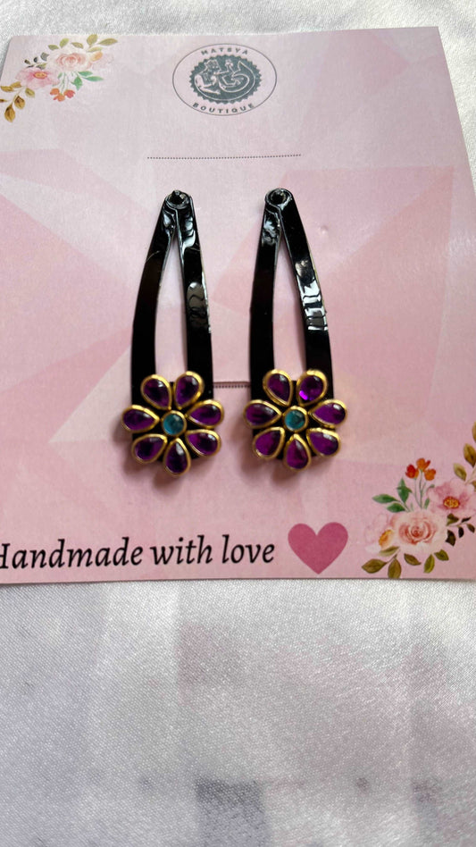 Purple flower Tic-tac clip - MATSYA BOUTIQUE