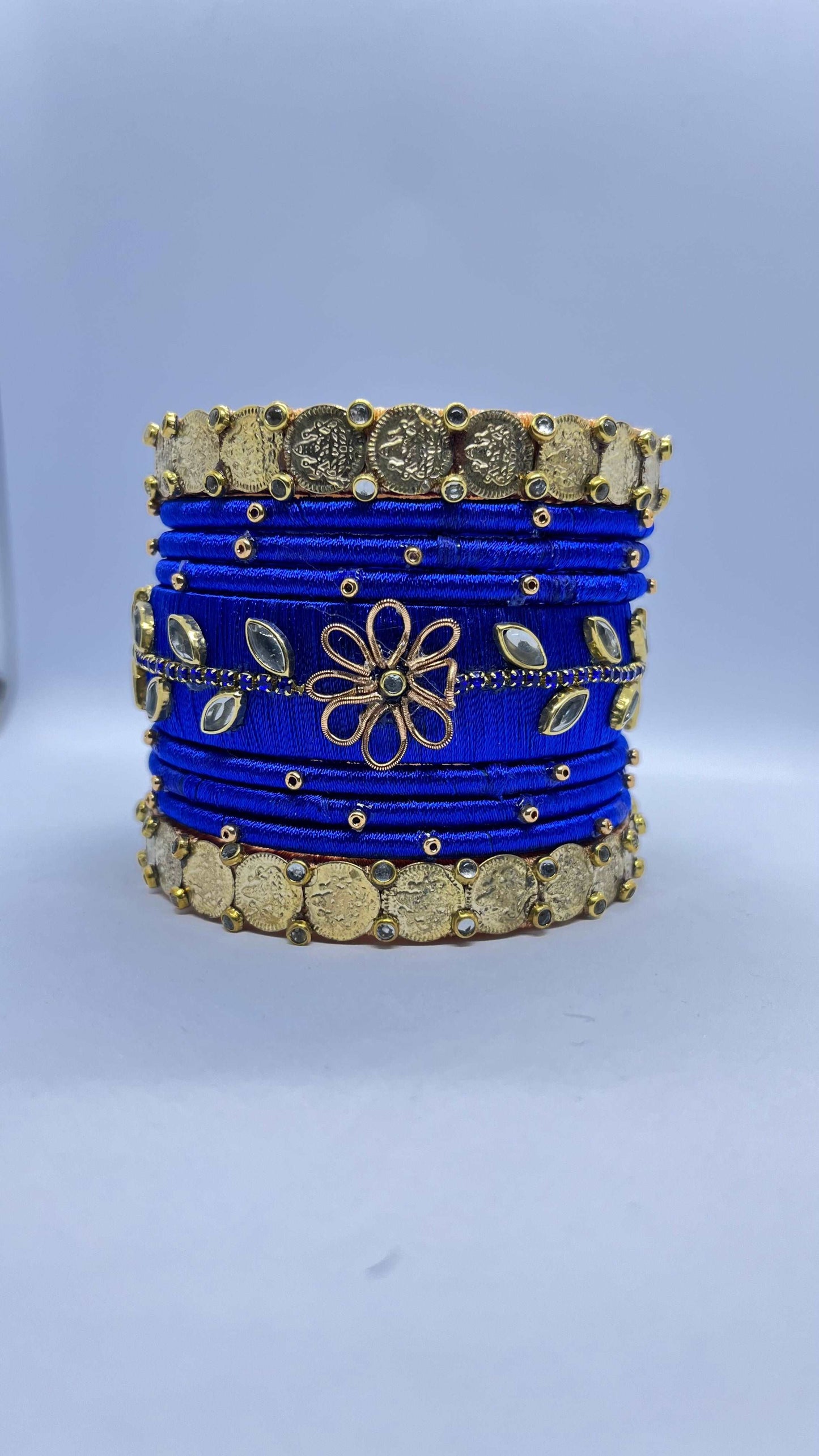 Dark blue set with Lakshmi kaasu - MATSYA BOUTIQUE