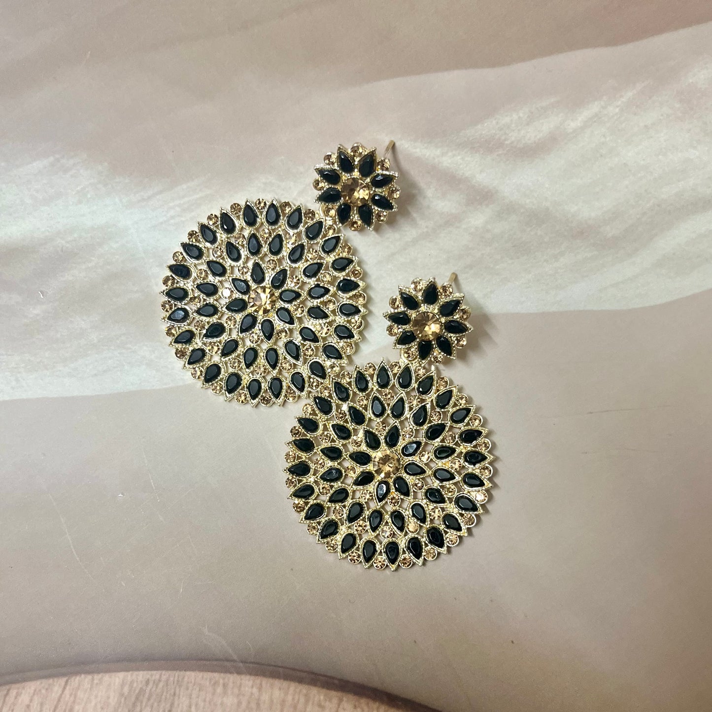 Black Blossom Chandbalis - MATSYA BOUTIQUE