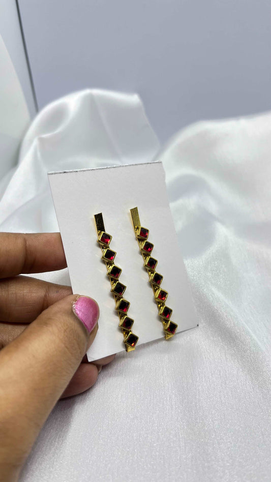 Red square hair pin - MATSYA BOUTIQUE