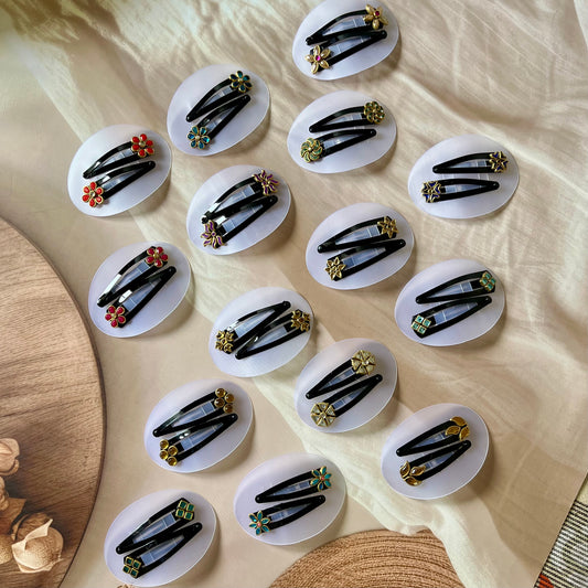 tic tac hair clips, designer hair clips, handmade hair accessories, floral hair clips, ethnic hair clips, traditional hair pins, cute hair clips, stylish hair accessories, boutique hair clips, Indian hair accessories, colorful tic tac clips, trendy hair clips, decorative hair pins, kids hair clips, daily wear hair accessories, bridal hair clips, fancy hair clips, hair accessories for girls, embellished hair clips, hair clips online India