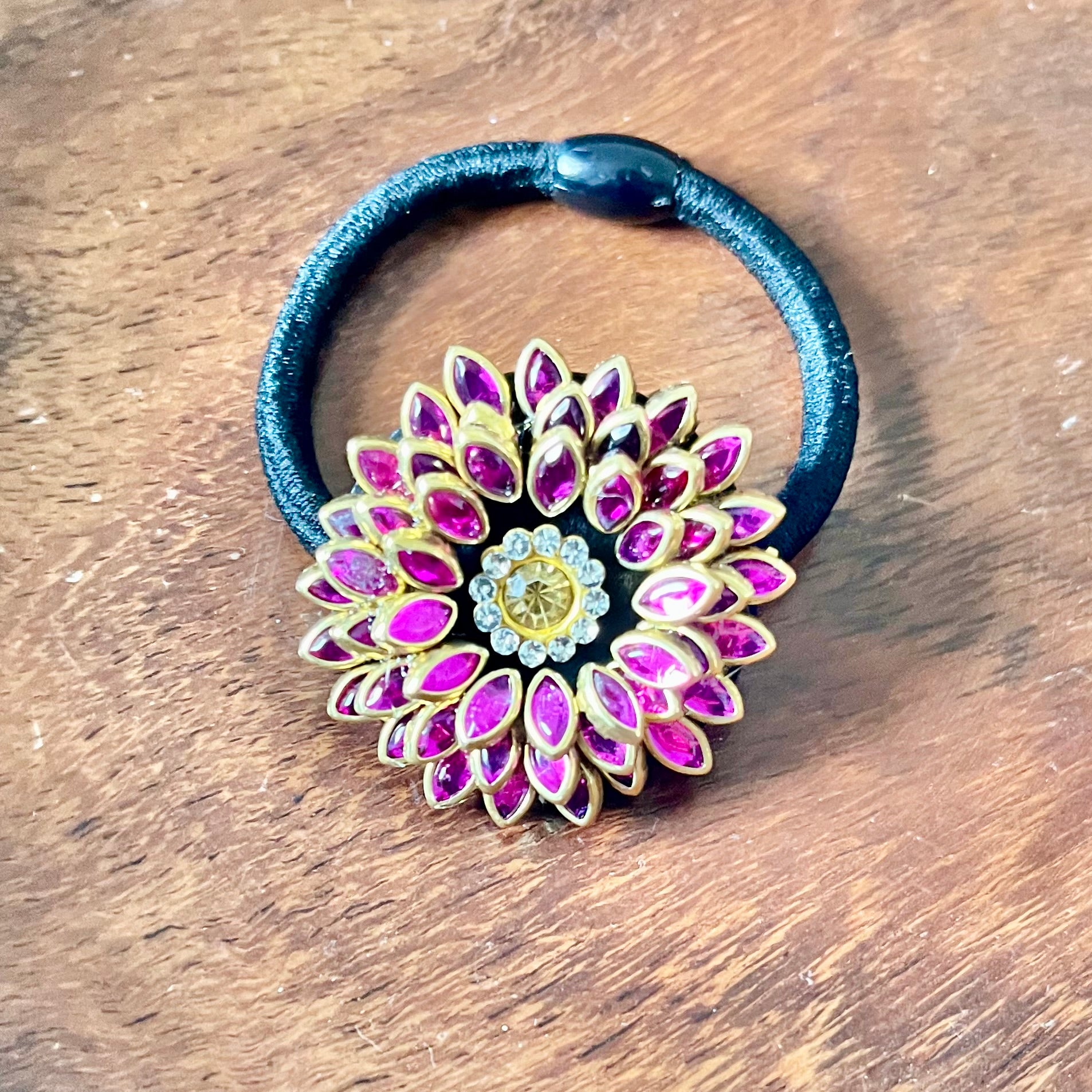 ruby hair band, floral hair band, festive hair accessory, traditional hair band, designer hair tie, embellished hair band, wedding hair accessory, pink stone hair band, ethnic hair accessory, Indian hair band, handmade hair accessory, statement hair tie, jewel hair band, stylish hair accessory, women’s hair band