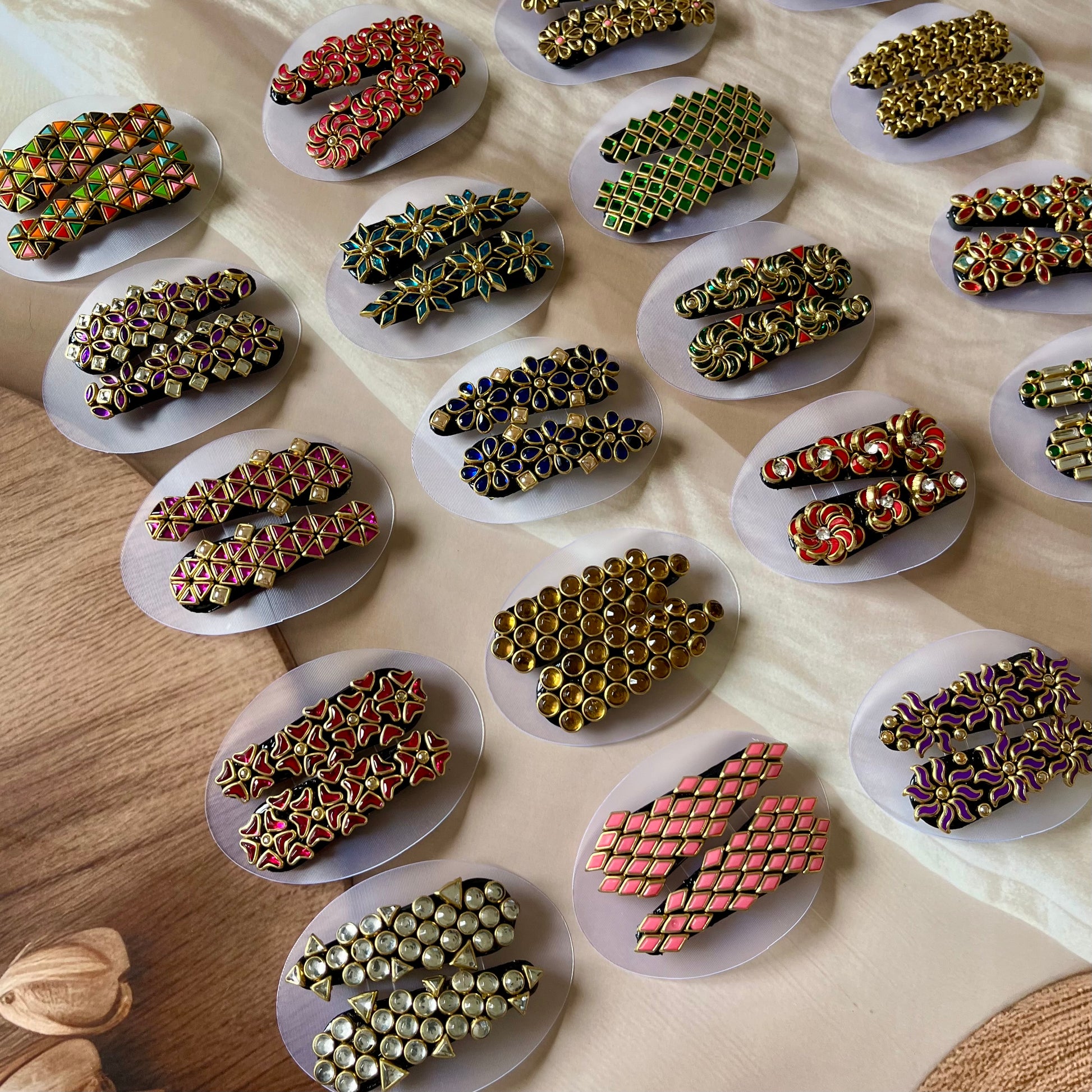 kundan hair clips, tic tac clips, traditional hair accessories, bridal hair clips, ethnic hair clips, kundan accessories, festive hair accessories, Indian hair jewelry, handmade hair clips, designer tic tac clips, kundan tic tac pins, embellished hair clips, party wear hair accessories, kundan style hair pins, hair clips for lehenga, kundan bridal accessories, Indian wedding hair clips, hair clips for saree, kundan embellished tic tac, hair accessories for women