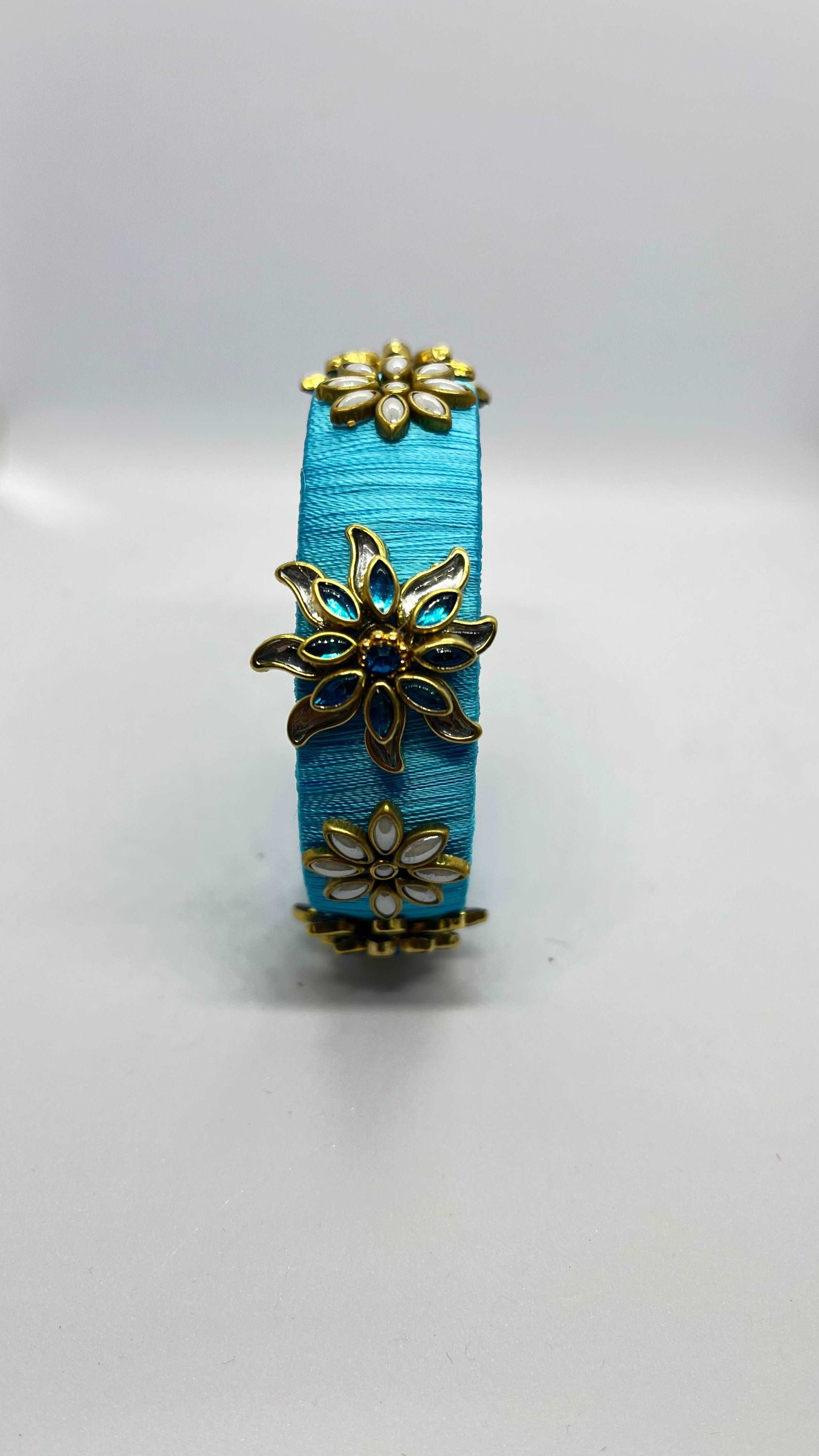 Light Blue Pearl Kada Bangle - MATSYA BOUTIQUE