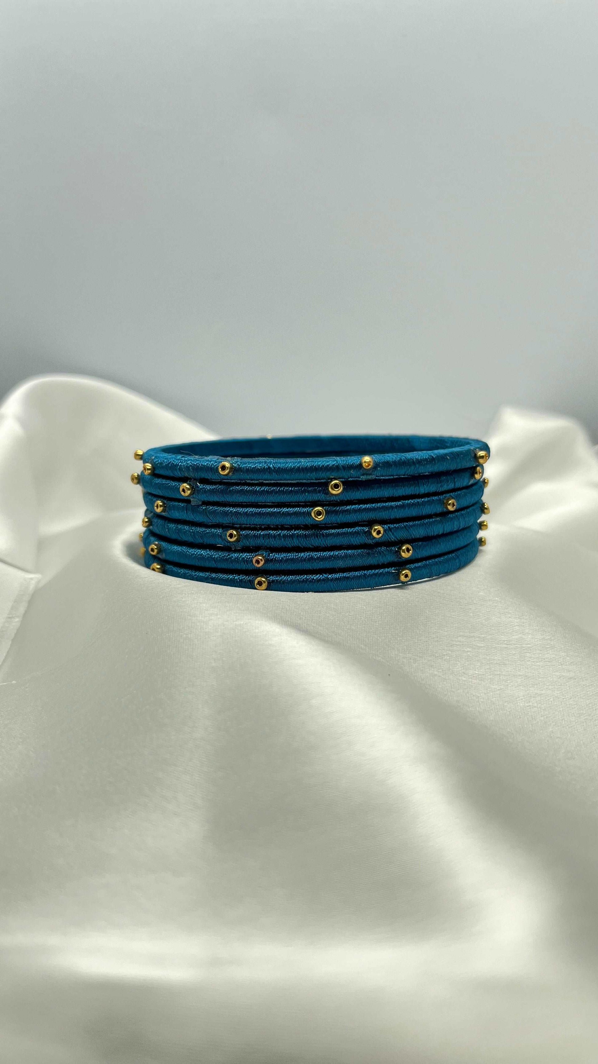 Peacock blue sugar bead bangles - MATSYA BOUTIQUE