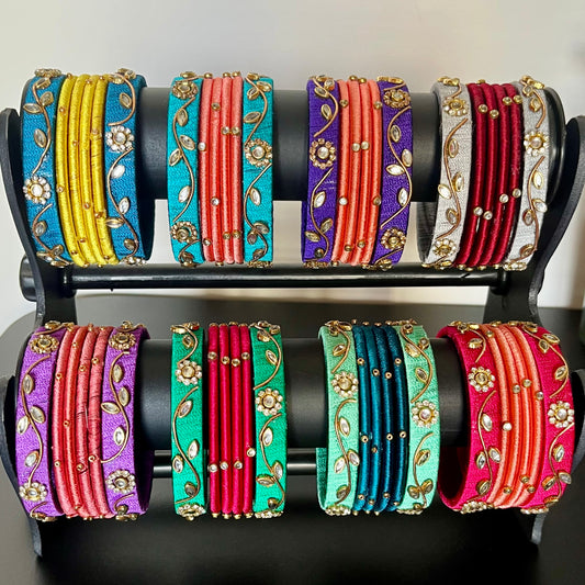 handmade bangles, silk thread bangles, colorful bangles, traditional bangles, ethnic bangles, Indian bangles, bridal bangles, festive bangles, designer bangles, women accessories, wedding bangles, bangle set for women, bangles online India, stylish bangles, fancy bangles, handcrafted bangles, bangle set, bangles for gifting, bangles for festivals, vibrant bangles