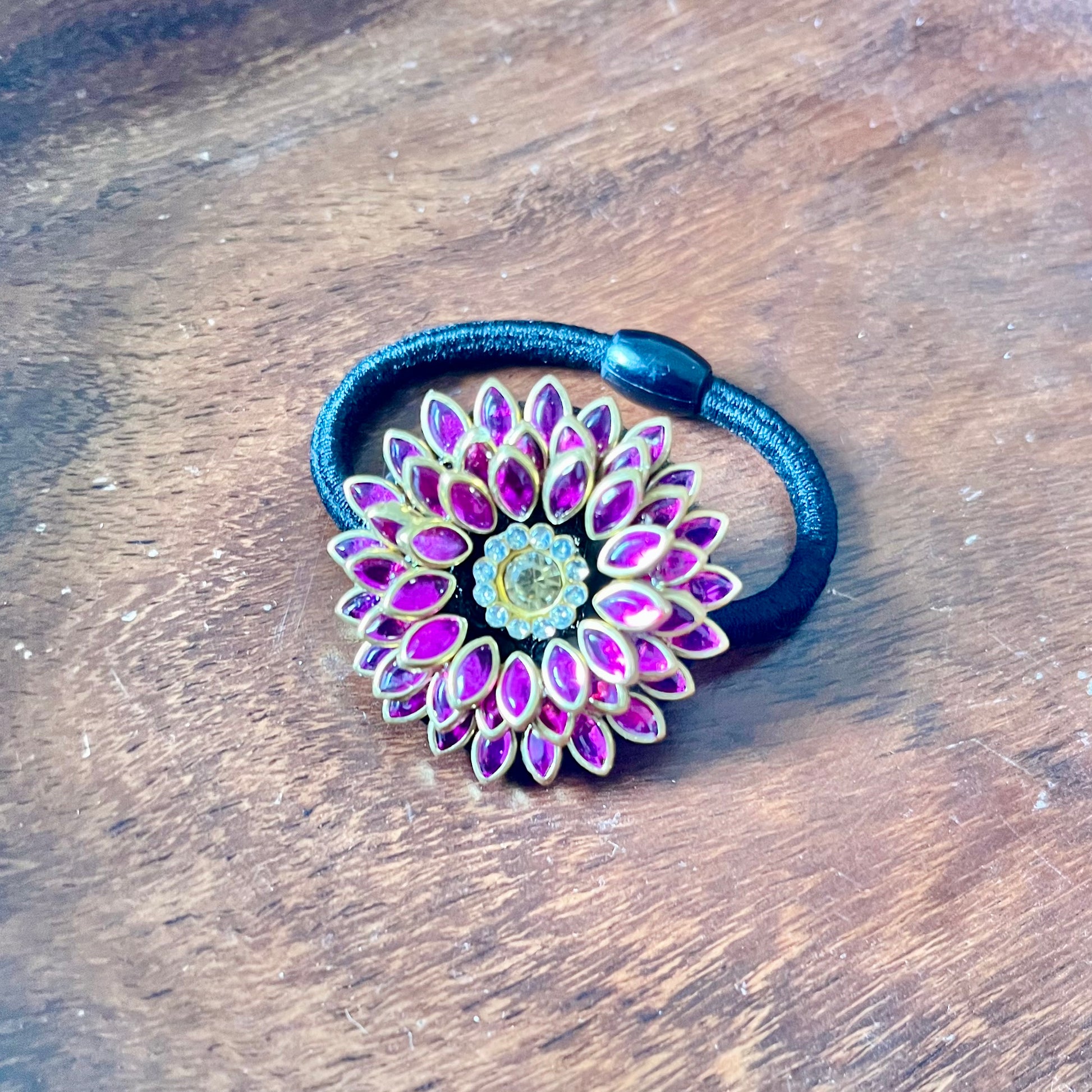 ruby hair band, floral hair band, festive hair accessory, traditional hair band, designer hair tie, embellished hair band, wedding hair accessory, pink stone hair band, ethnic hair accessory, Indian hair band, handmade hair accessory, statement hair tie, jewel hair band, stylish hair accessory, women’s hair band