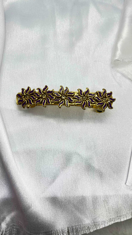 Purple Matte Finish Floral Center Clip - MATSYA BOUTIQUE