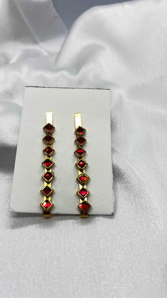 Red square hair pin - MATSYA BOUTIQUE