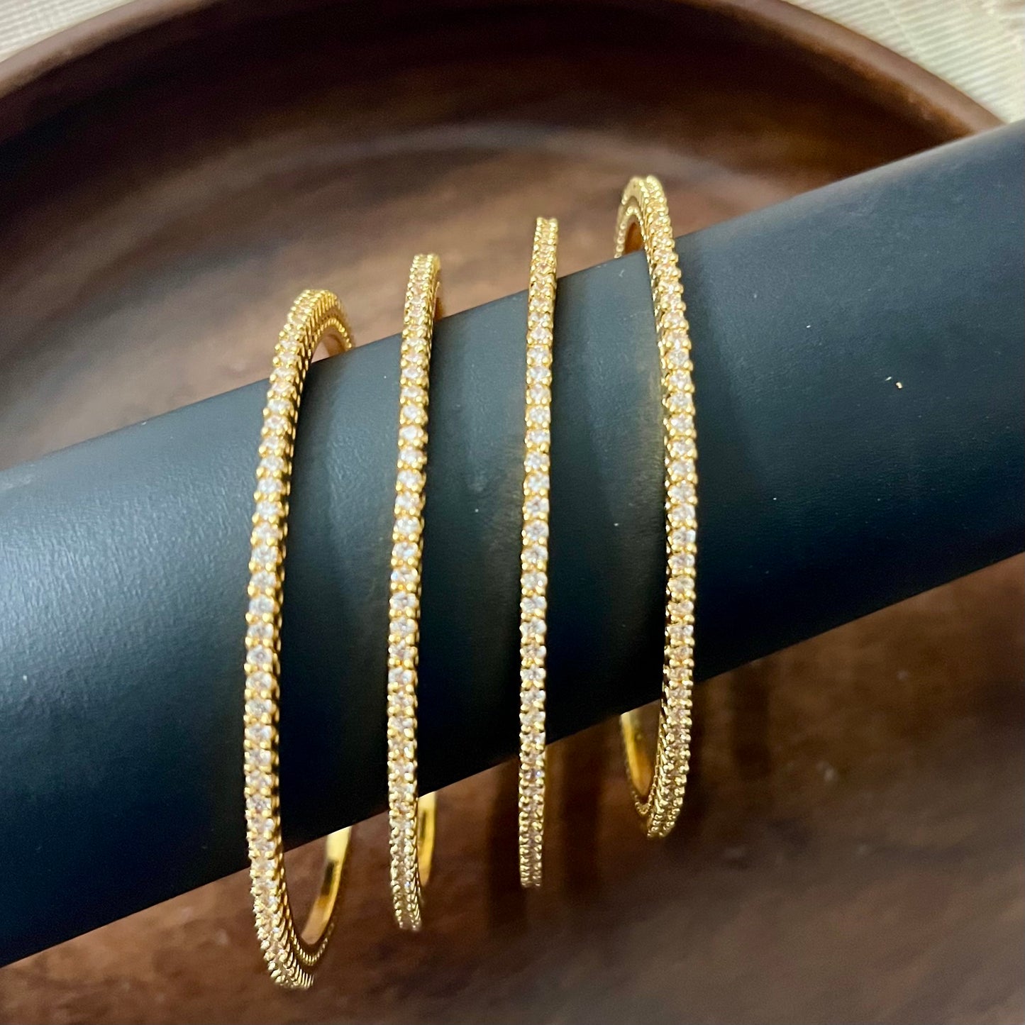 Minimalist Crystal Bangles Set