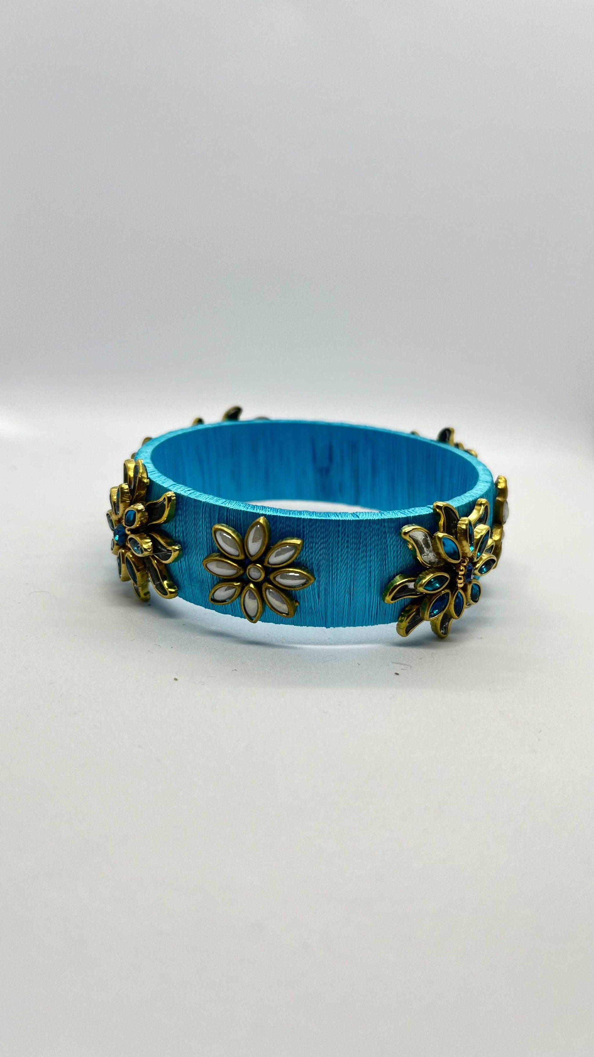Light Blue Pearl Kada Bangle - MATSYA BOUTIQUE