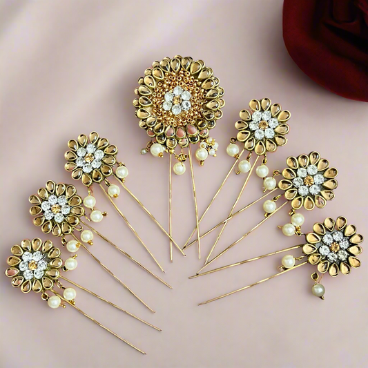Golden Blossom Hair Pin Set