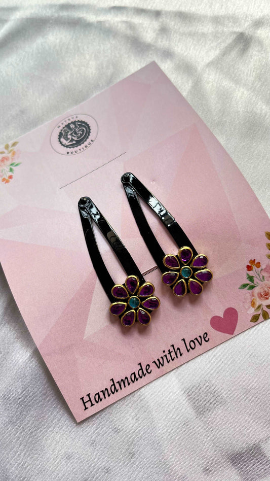 Purple flower Tic-tac clip - MATSYA BOUTIQUE
