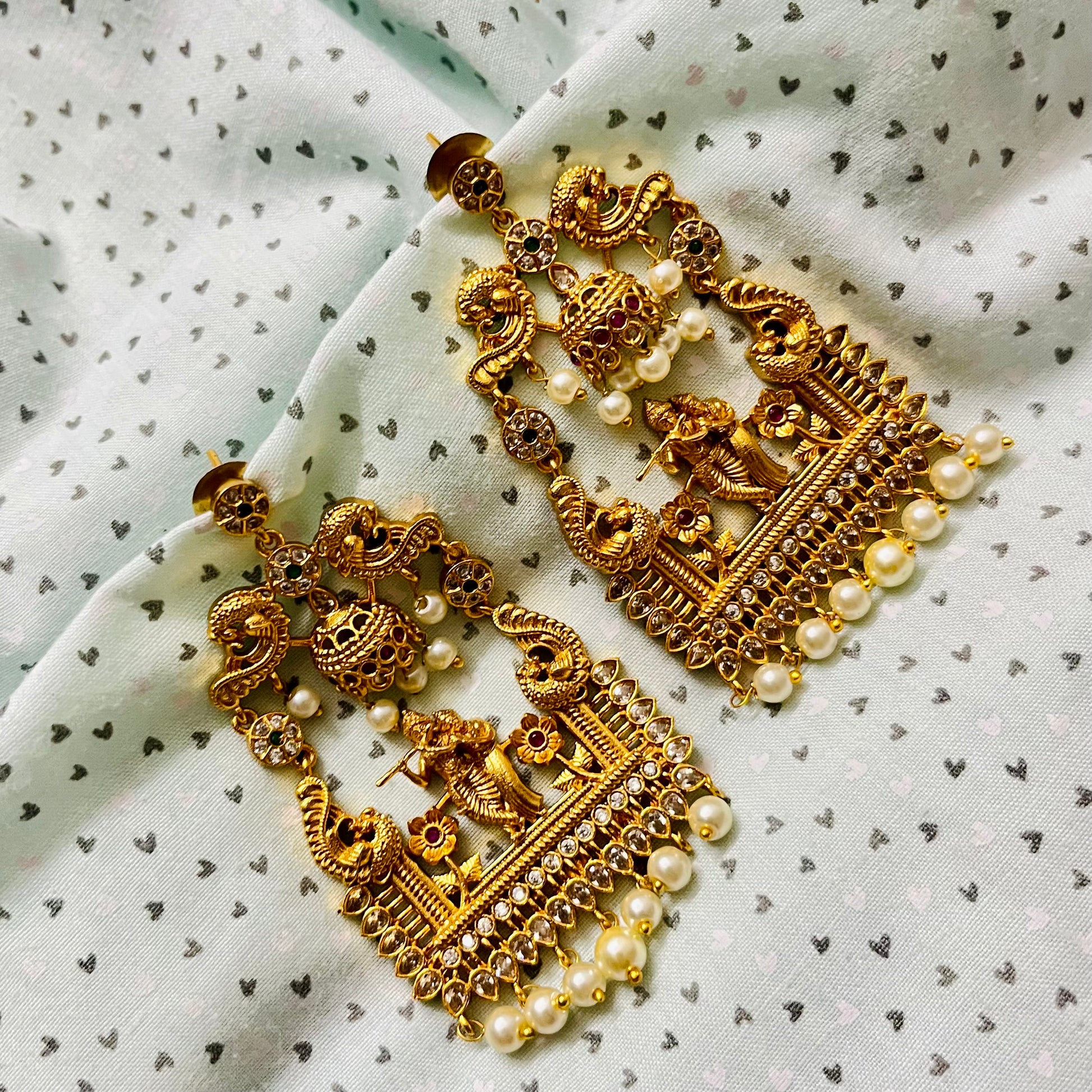 Krishna Earrings, Temple Jewelry, Traditional Earrings, Gold Plated Earrings, Handcrafted Earrings, Ethnic Jewelry, Antique Earrings, South Indian Jewelry, Festival Jewelry, Statement Earrings, Religious Jewelry, Indian Earrings, Handmade Jewelry, Bridal Accessories, Goddess Jewelry, Jhumka Style, Indian Wedding Jewelry, Designer Earrings, Boho Indian Earrings, Radha Krishna Jewelry