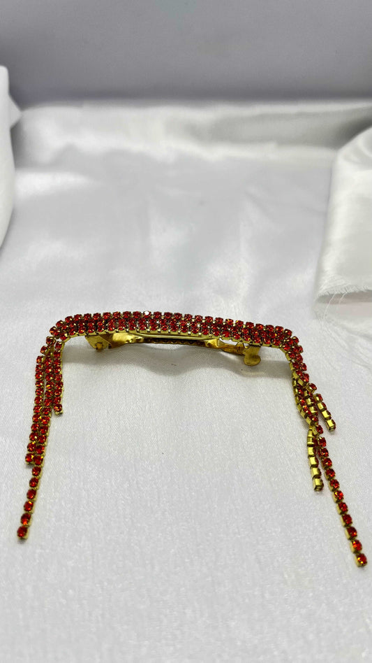 Orange Rhinstone Center Clip - MATSYA BOUTIQUE