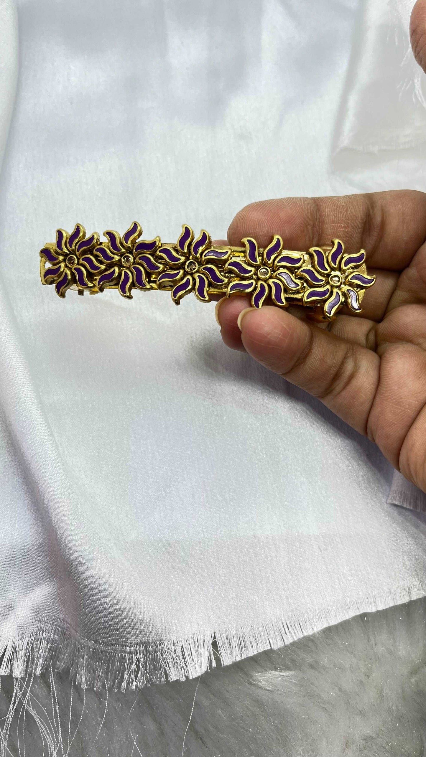 Purple Matte Finish Floral Center Clip - MATSYA BOUTIQUE
