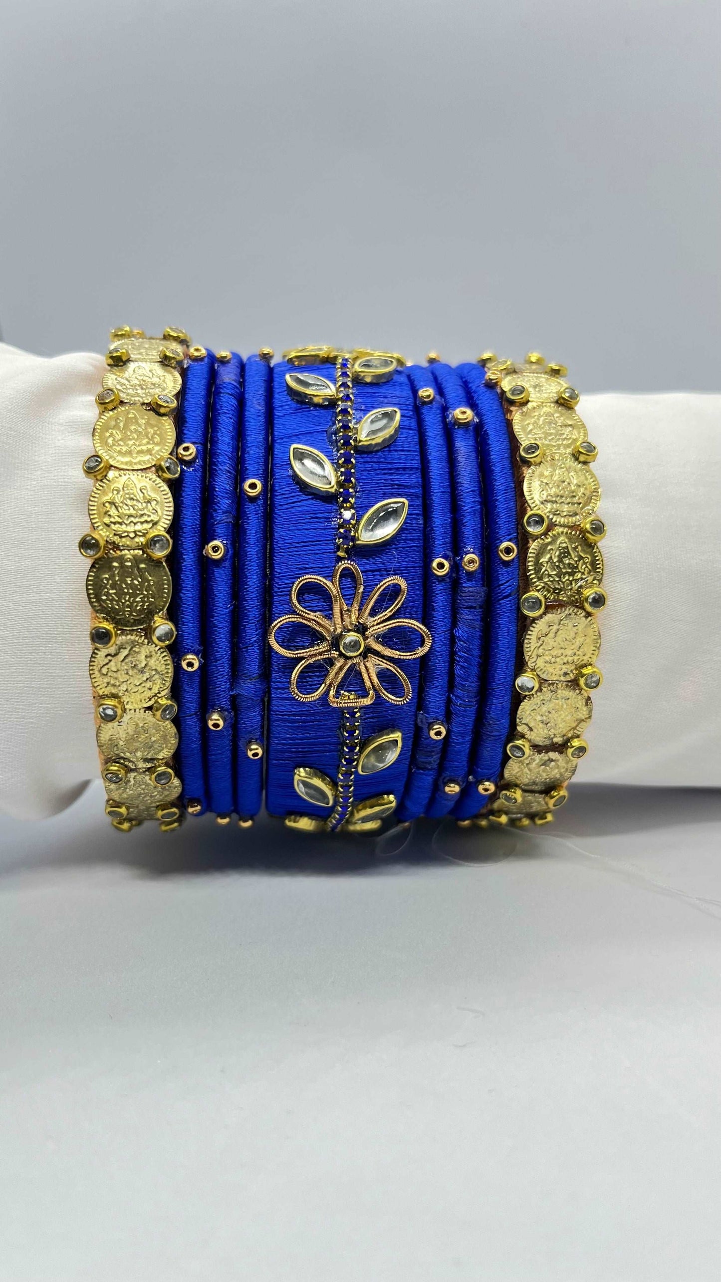 Dark blue set with Lakshmi kaasu - MATSYA BOUTIQUE