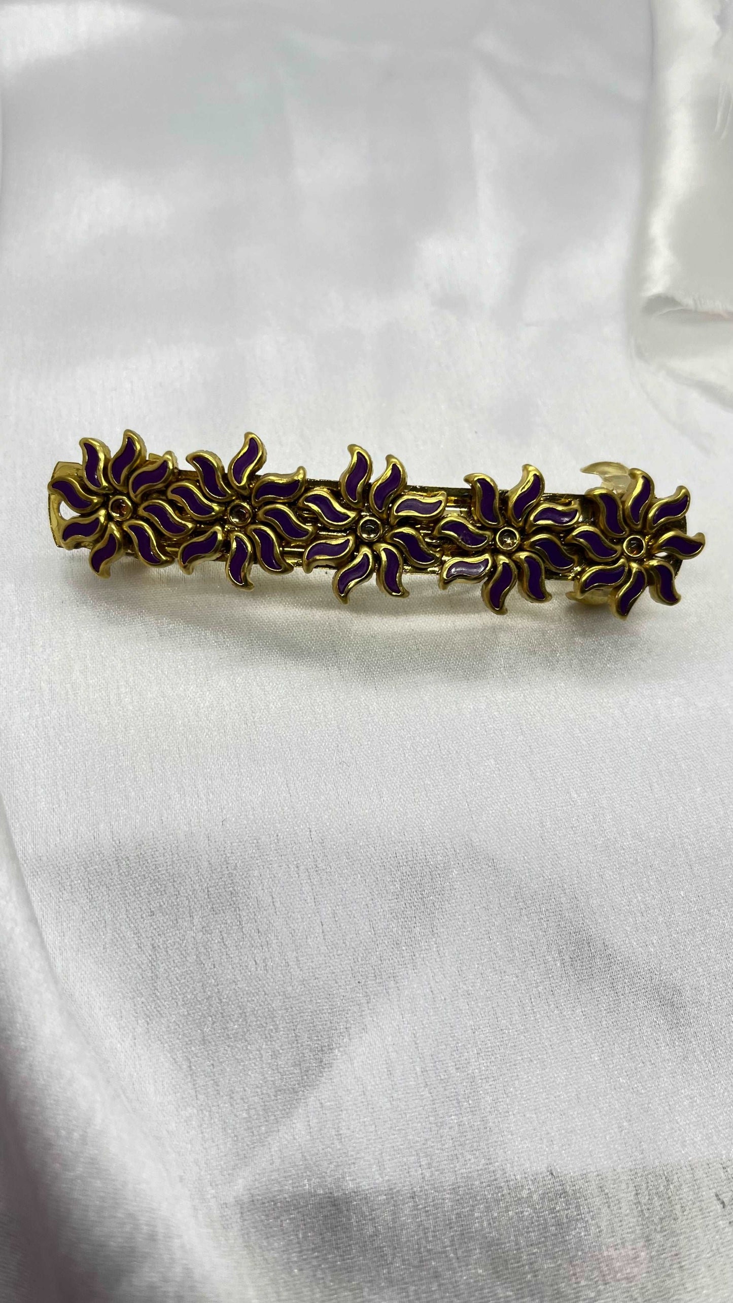 Purple Matte Finish Floral Center Clip - MATSYA BOUTIQUE