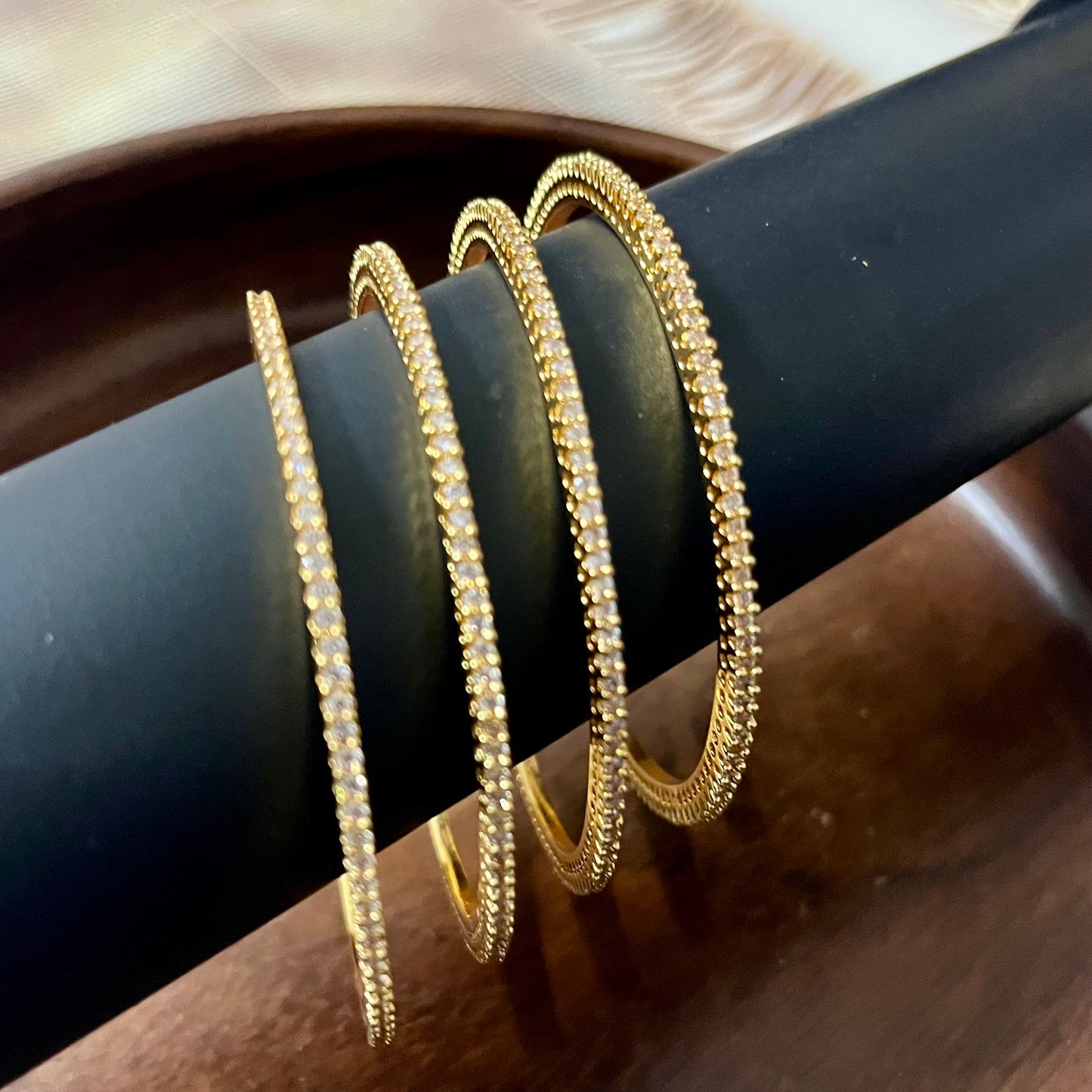 Minimalist Crystal Bangles Set