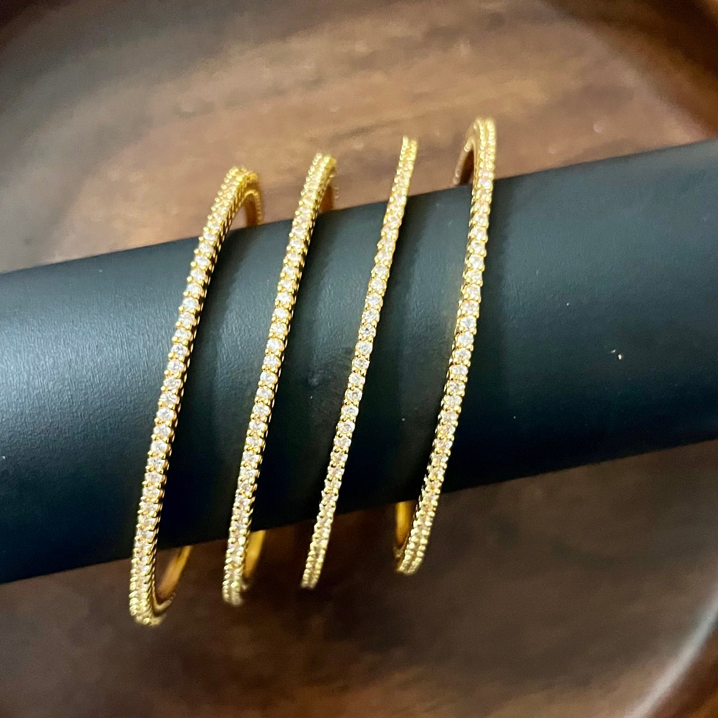 Minimalist Crystal Bangles Set