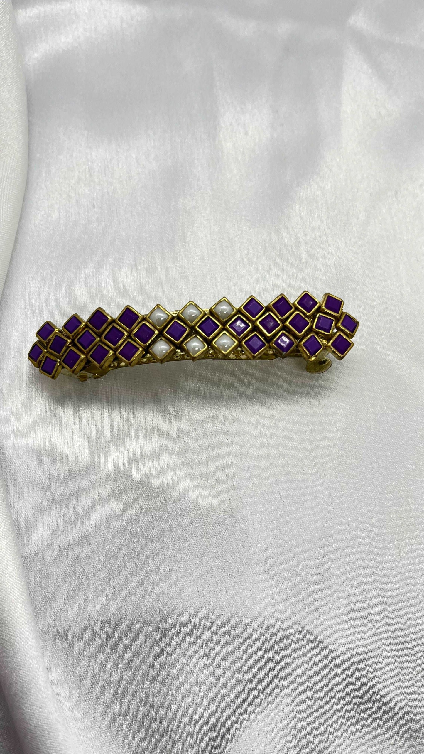 Purple Matte Finish with Pearl Center Clip - MATSYA BOUTIQUE