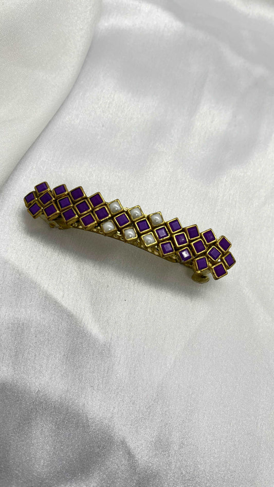 Purple Matte Finish with Pearl Center Clip - MATSYA BOUTIQUE