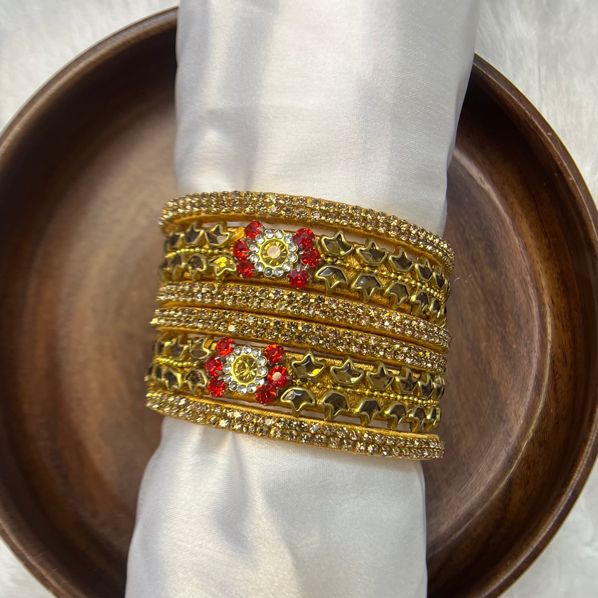 Red & Gold Floral Festive Bangle Set - MATSYA BOUTIQUE