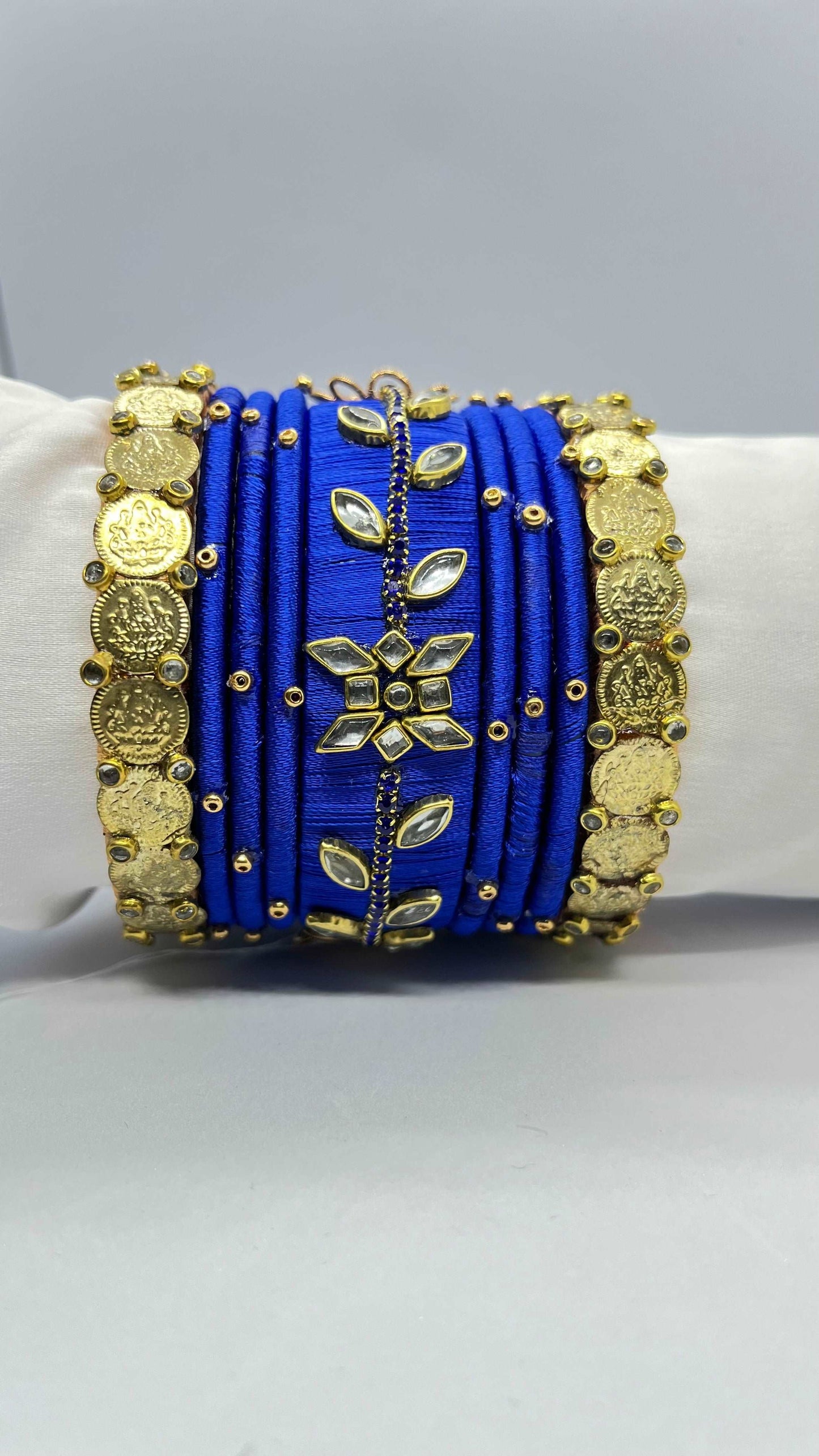 Dark blue set with Lakshmi kaasu - MATSYA BOUTIQUE