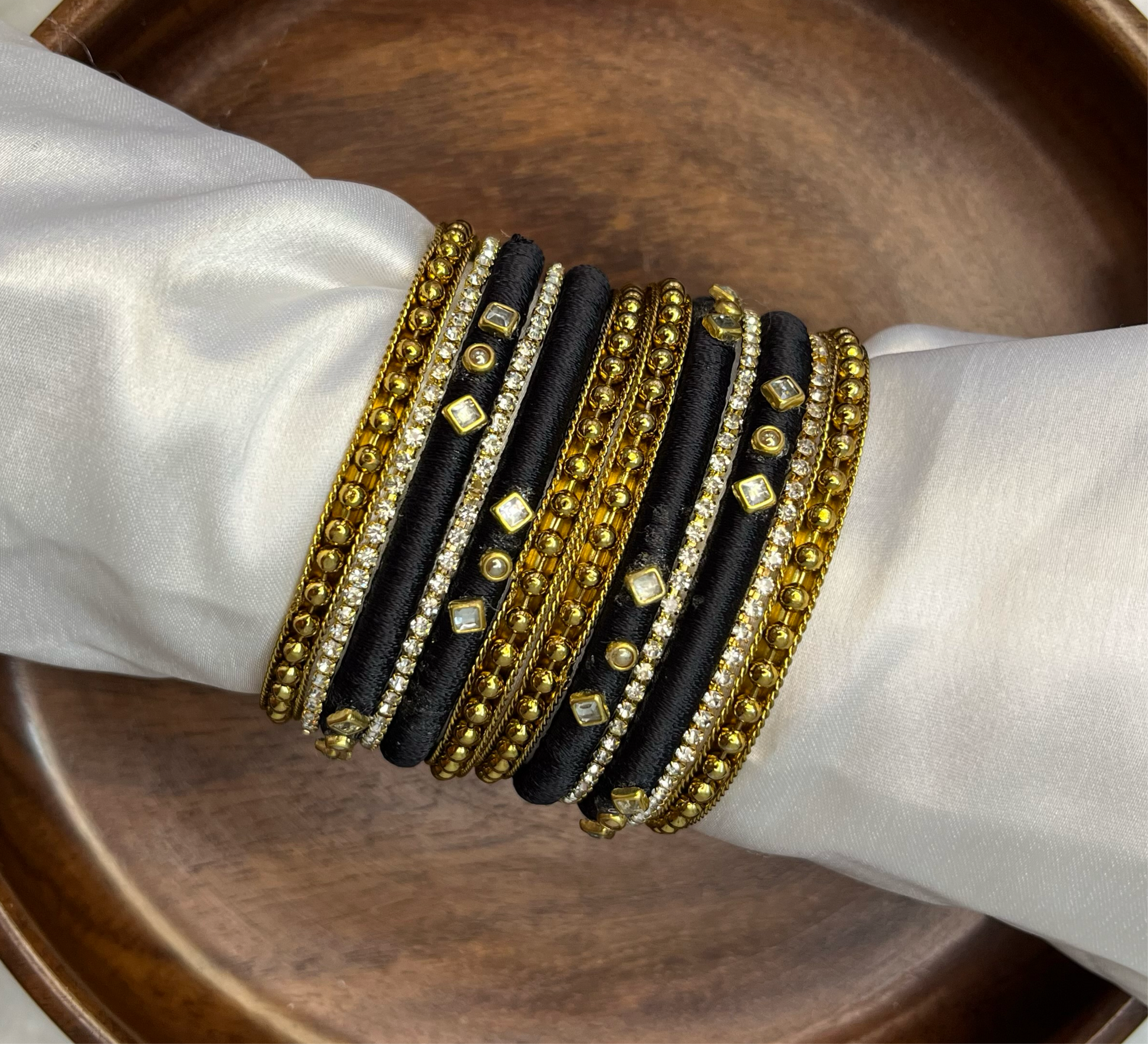 Black Elegance Silk Thread Bangle Set - MATSYA BOUTIQUE