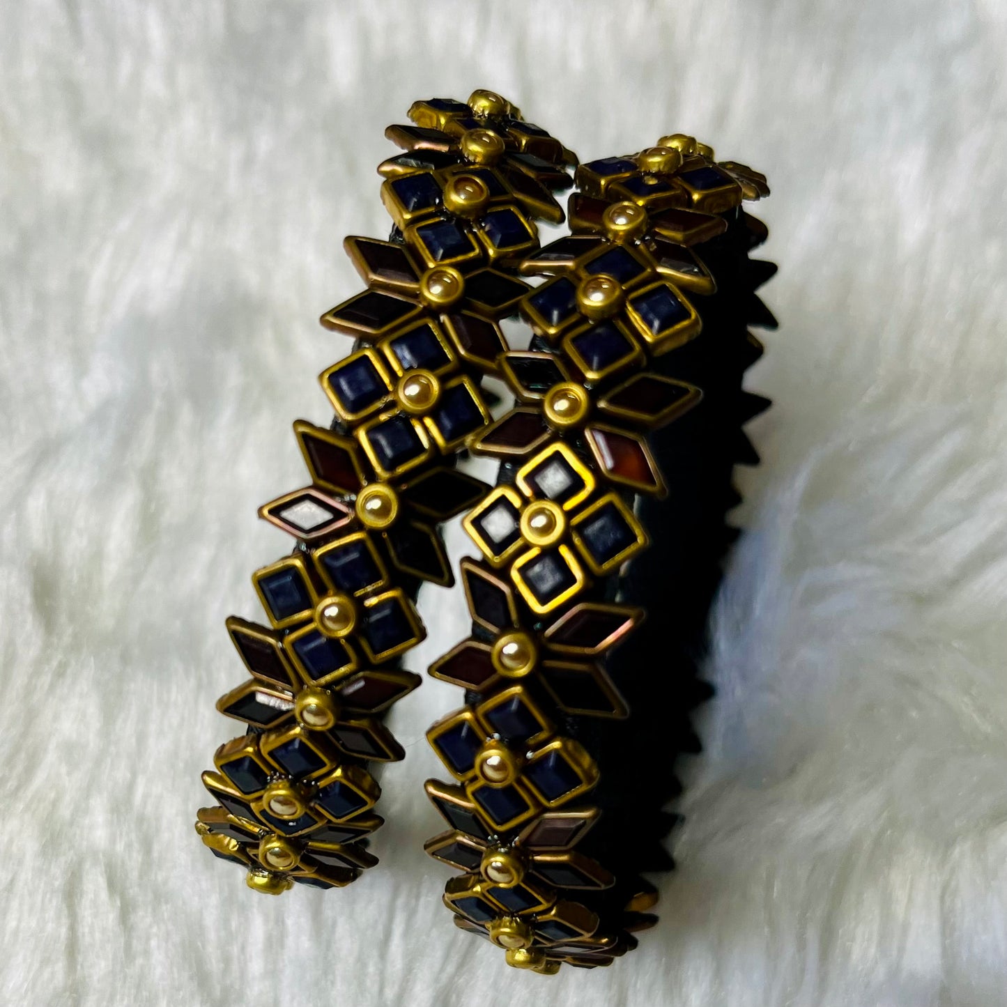 Zehra bangles, floral enamel bangles, navy maroon bangles, antique gold jewelry, traditional bangles for women, Indian ethnic bangles, wedding bangle set, handcrafted jewelry, festival bangles, floral charm bangles, boho style bangles, designer Indian jewelry, oxidized floral bangles, bangles online India, Matsya Boutique