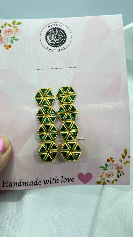 Green triangle alligator clip - MATSYA BOUTIQUE