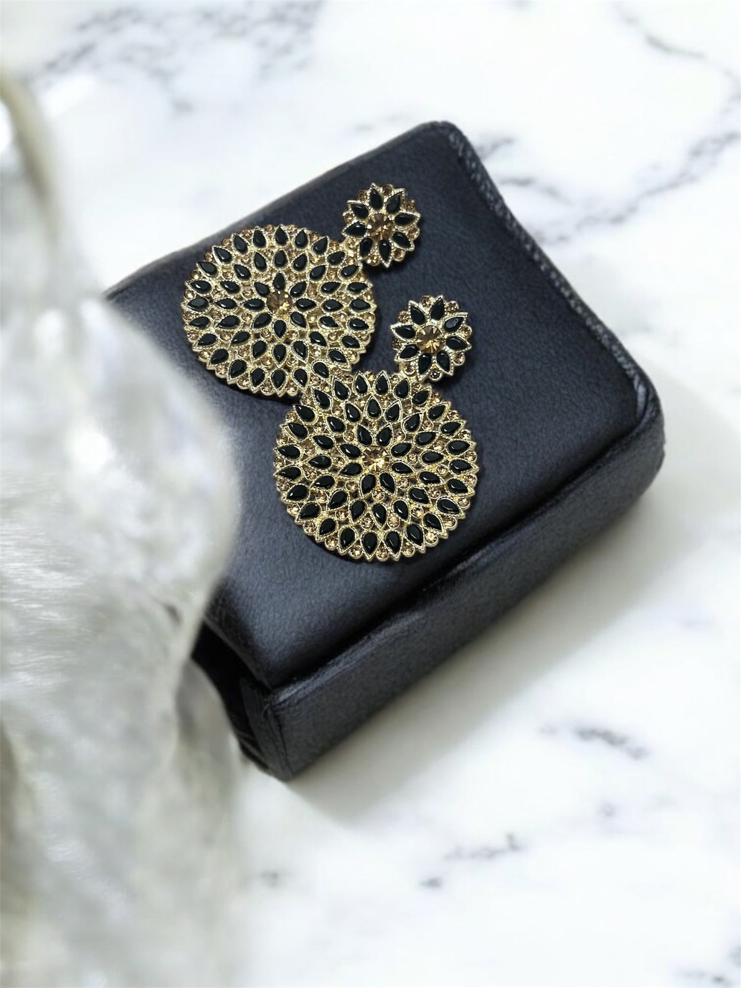 Black Blossom Chandbalis - MATSYA BOUTIQUE