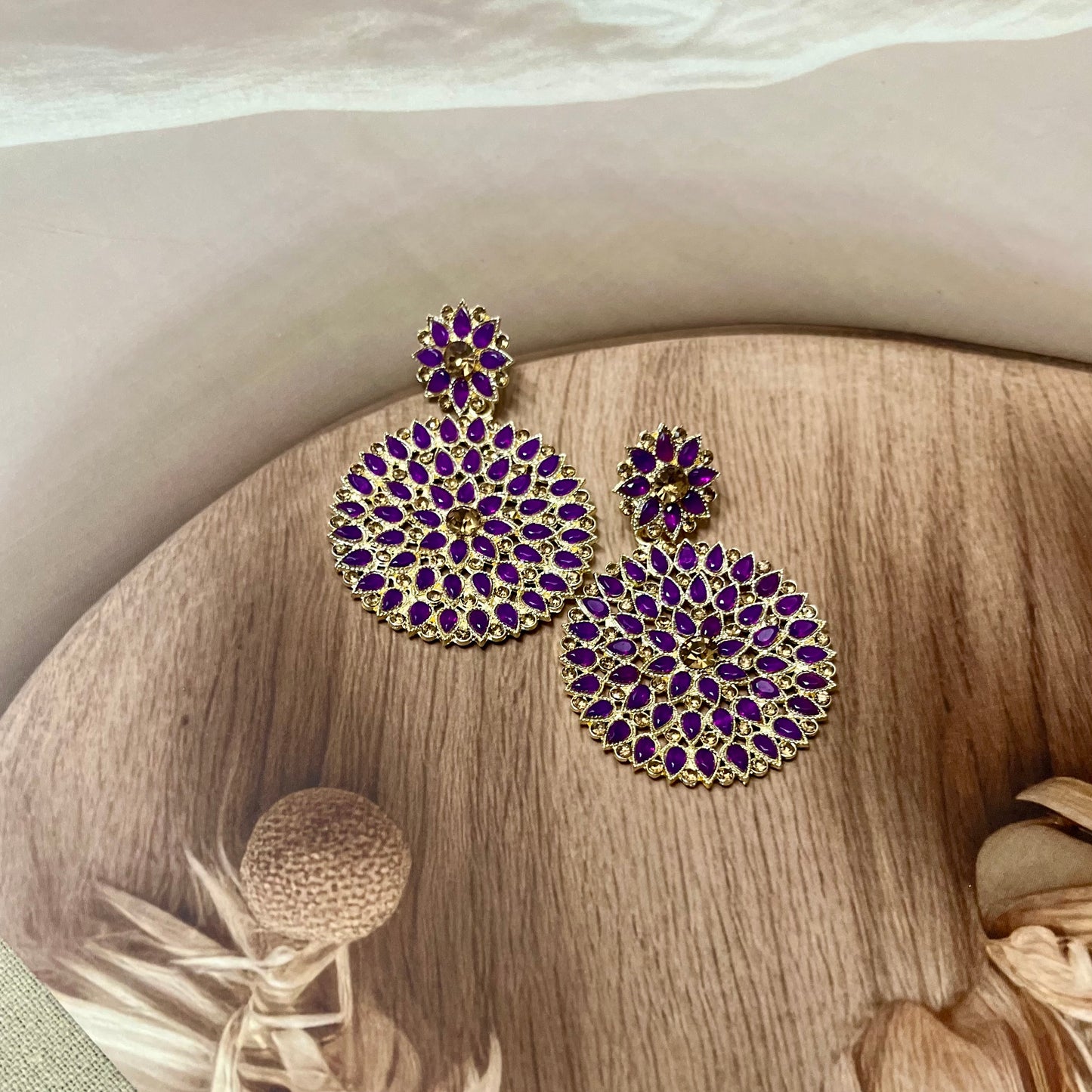 Purple Blossom Chandbalis - MATSYA BOUTIQUE