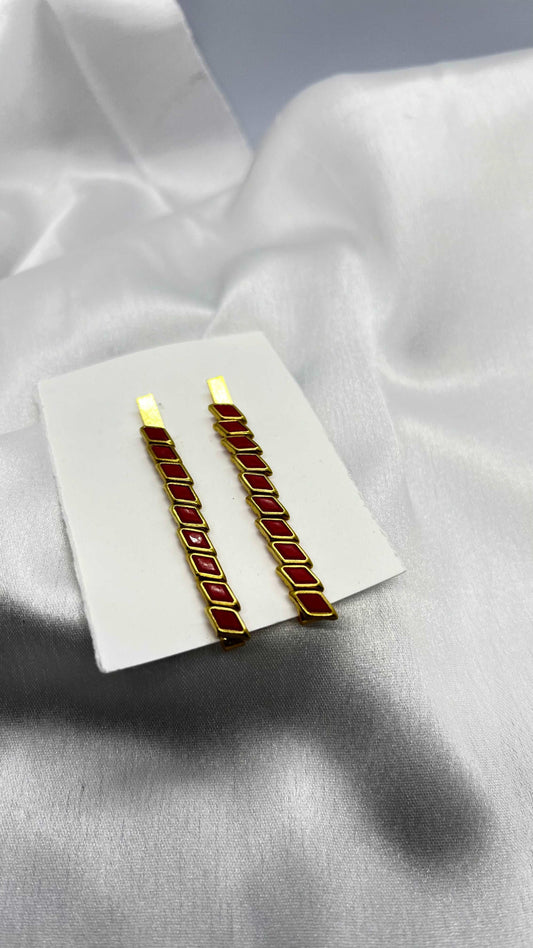 Red diamond hair pin - MATSYA BOUTIQUE