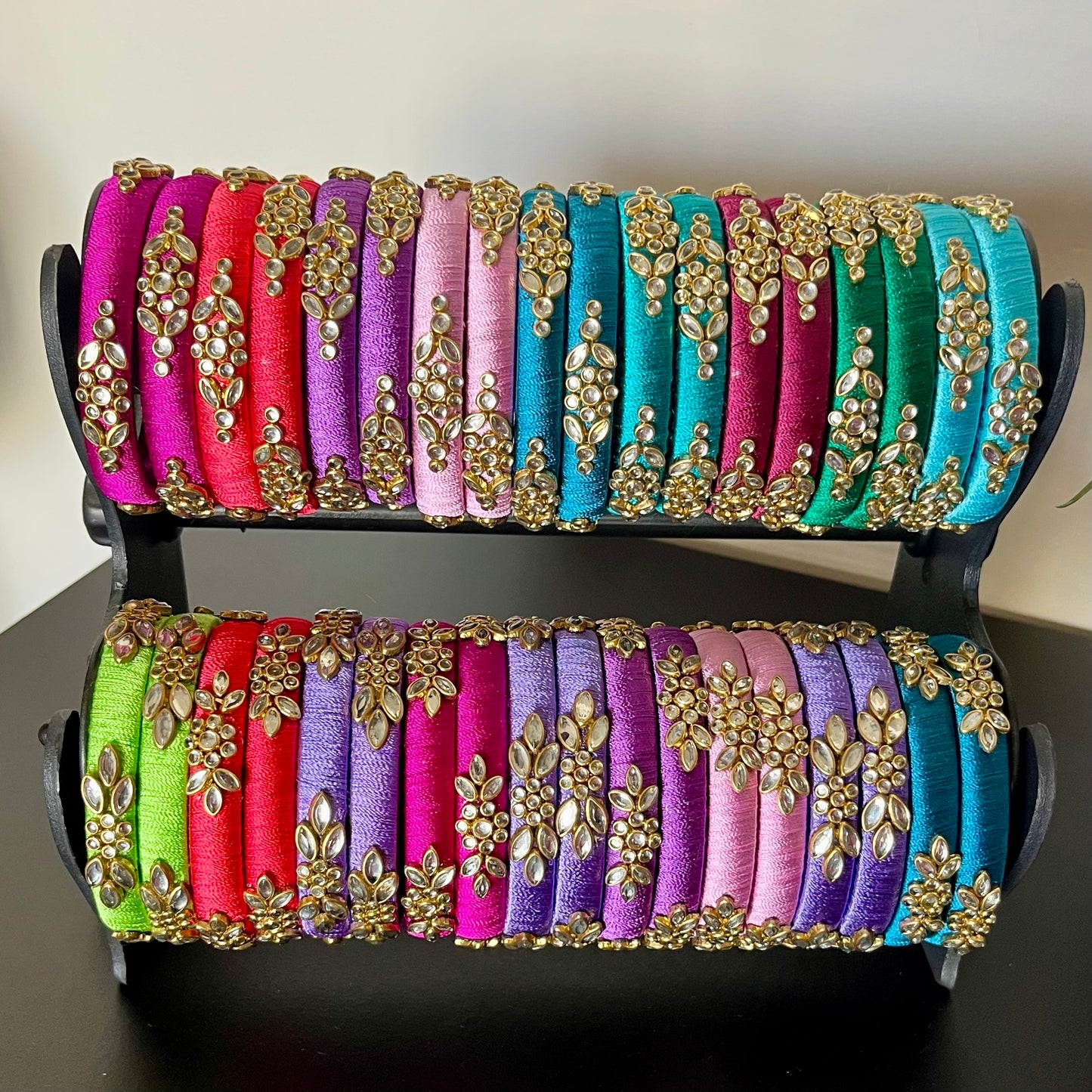 multicolor silk thread bangles, kundan bangles for return gift, traditional silk thread bangles, handmade bangles for women, ethnic bangle set for gifting, return gift bangles online, festive bangles for ladies, wedding return gift ideas, colorful kundan bangles set, pooja return gift bangles, Indian function return gifts, silk thread kundan bangles combo, women’s ethnic wear accessories, handmade return gifts for guests, bridal bangle gift set