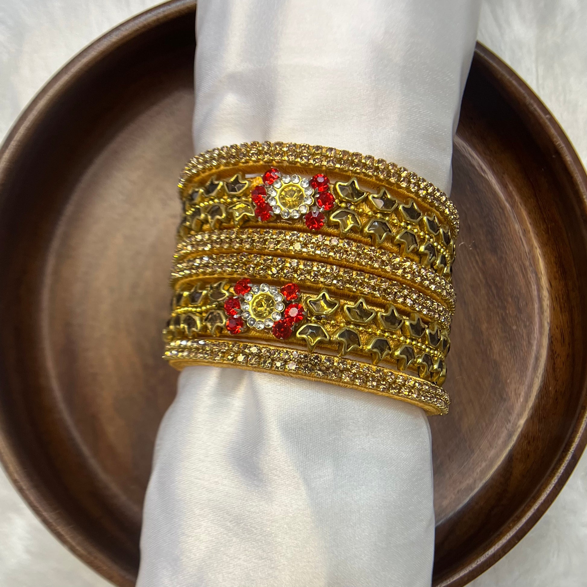 Red & Gold Floral Festive Bangle Set - MATSYA BOUTIQUE