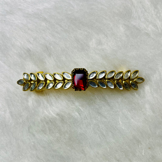 Red and White Center Clip - MATSYA BOUTIQUE