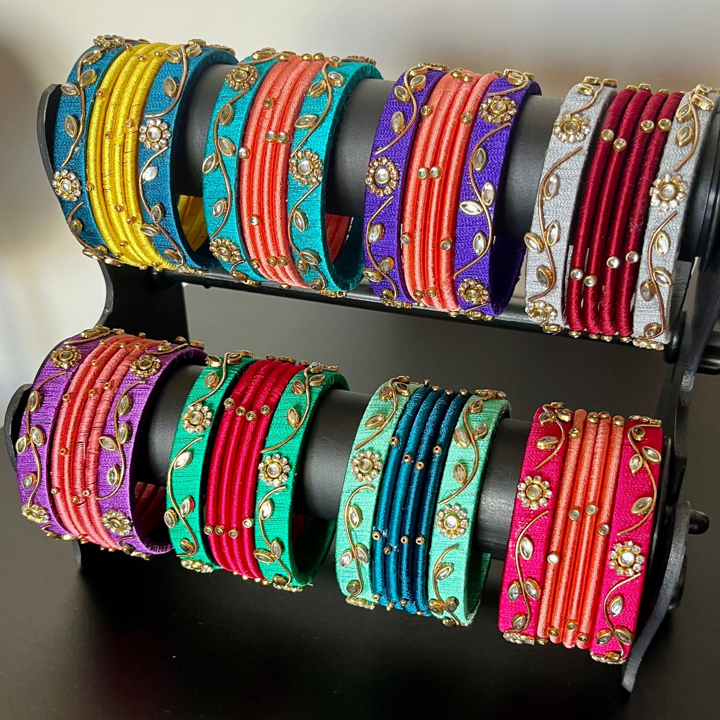 handmade bangles, silk thread bangles, colorful bangles, traditional bangles, ethnic bangles, Indian bangles, bridal bangles, festive bangles, designer bangles, women accessories, wedding bangles, bangle set for women, bangles online India, stylish bangles, fancy bangles, handcrafted bangles, bangle set, bangles for gifting, bangles for festivals, vibrant bangles
