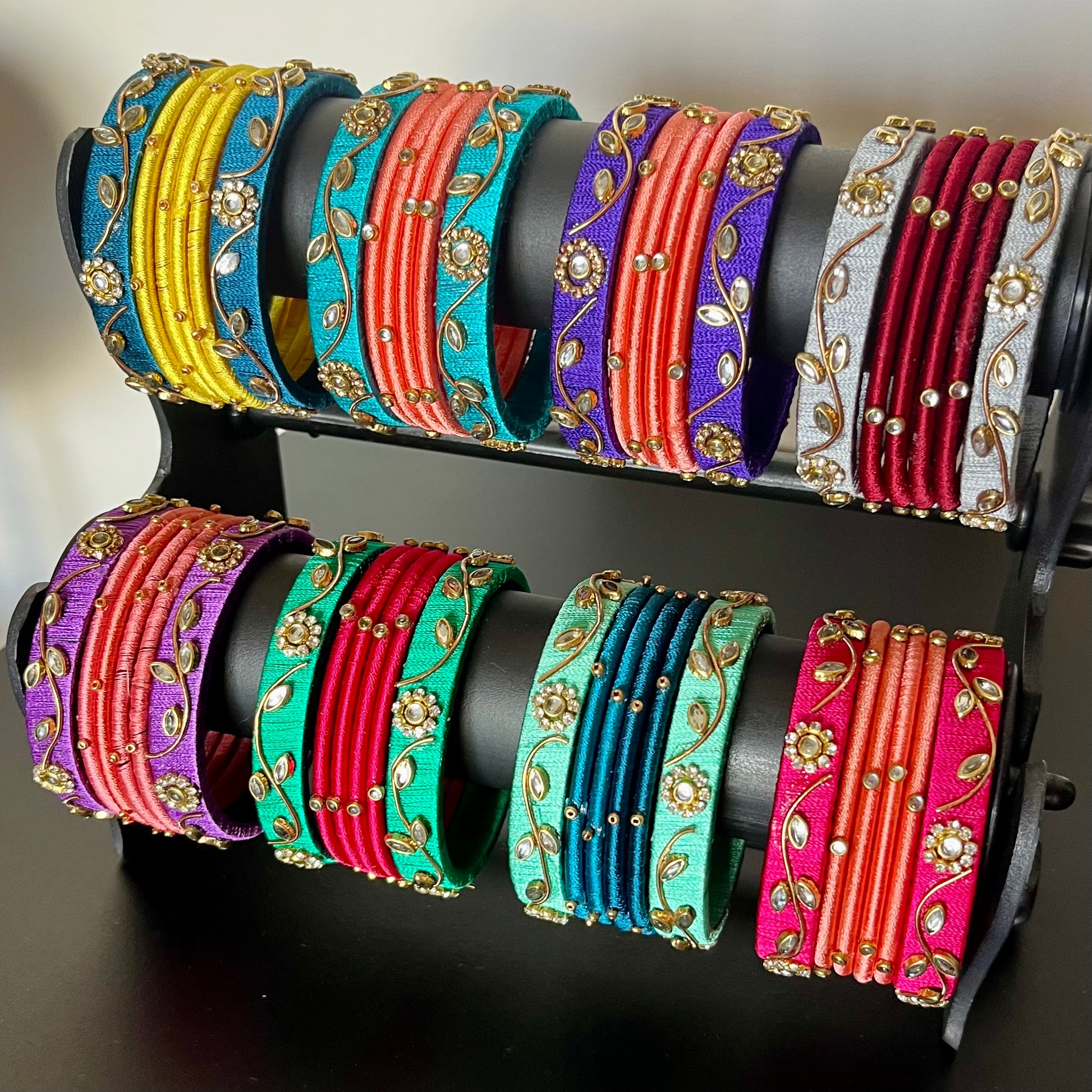 handmade bangles, silk thread bangles, colorful bangles, traditional bangles, ethnic bangles, Indian bangles, bridal bangles, festive bangles, designer bangles, women accessories, wedding bangles, bangle set for women, bangles online India, stylish bangles, fancy bangles, handcrafted bangles, bangle set, bangles for gifting, bangles for festivals, vibrant bangles
