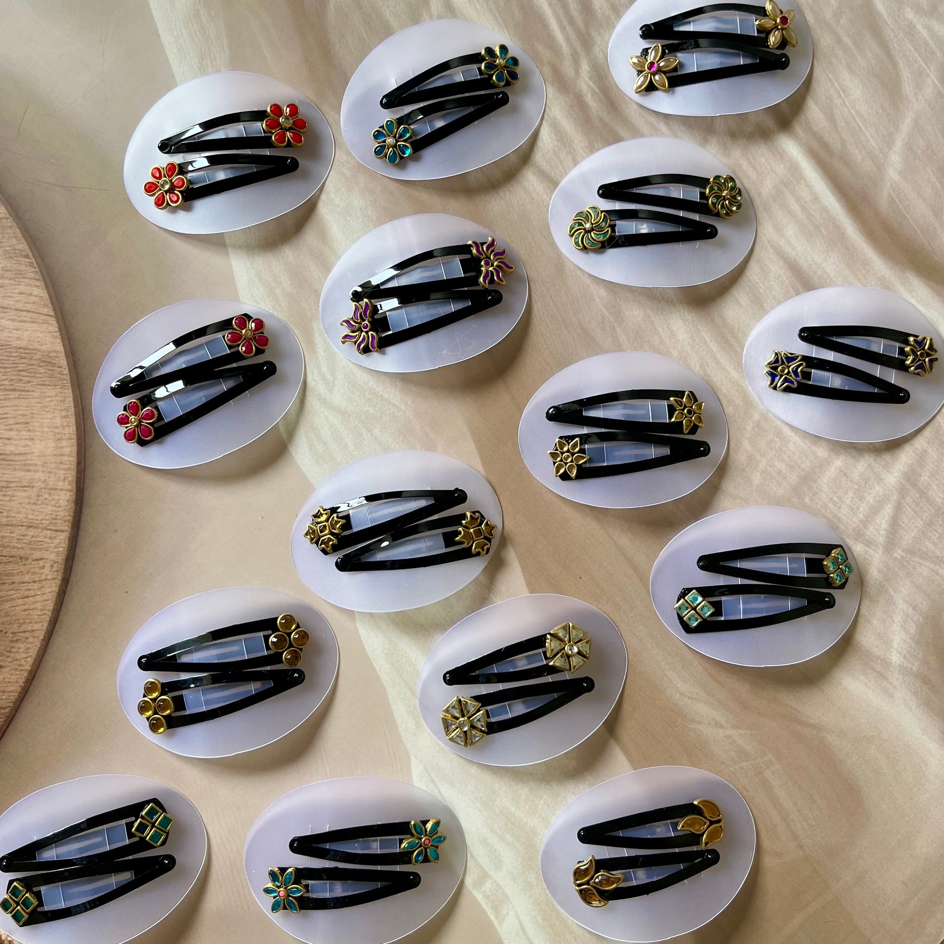 tic tac hair clips, designer hair clips, handmade hair accessories, floral hair clips, ethnic hair clips, traditional hair pins, cute hair clips, stylish hair accessories, boutique hair clips, Indian hair accessories, colorful tic tac clips, trendy hair clips, decorative hair pins, kids hair clips, daily wear hair accessories, bridal hair clips, fancy hair clips, hair accessories for girls, embellished hair clips, hair clips online India