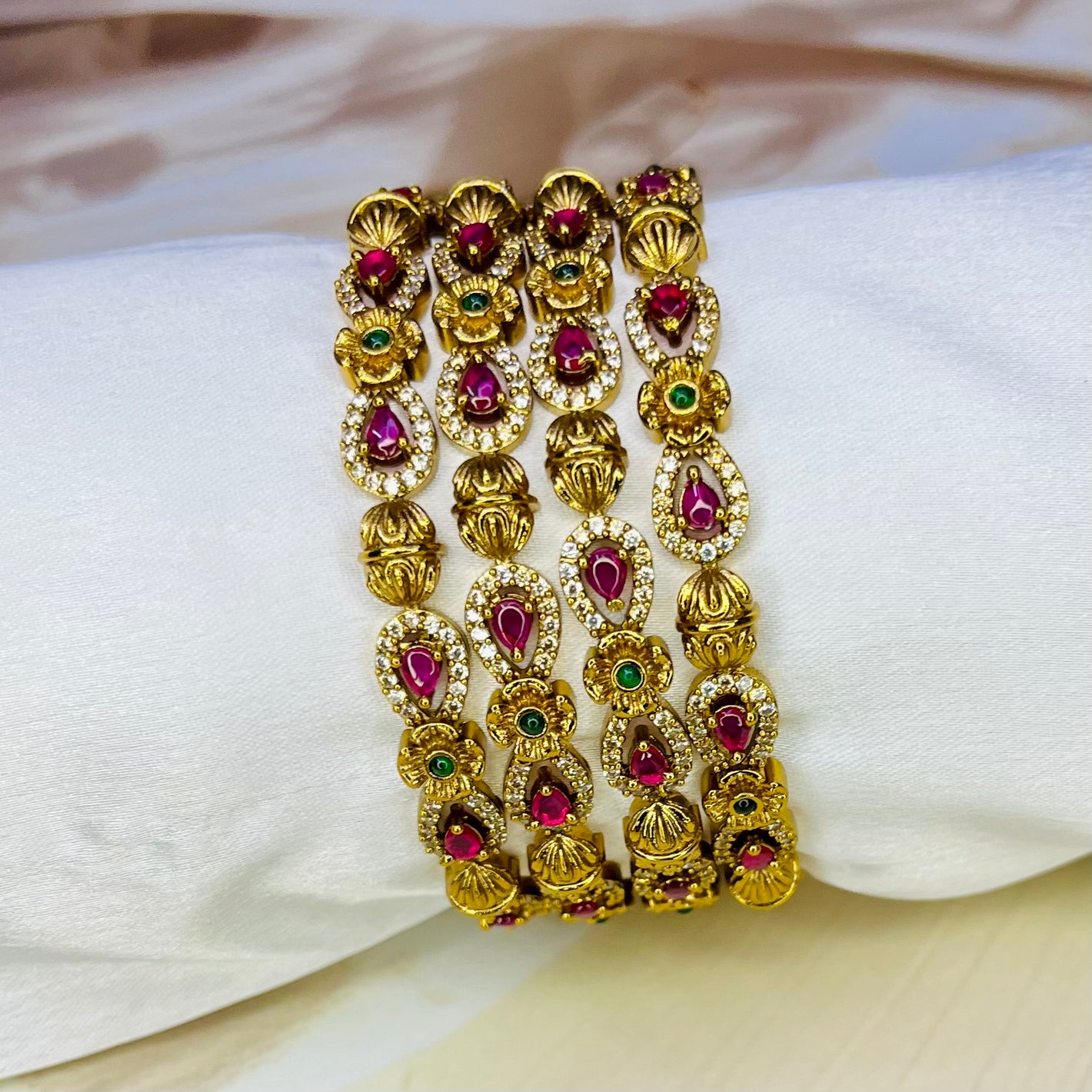 Ruby Golden Bangles-Designer Bangles-MATSYA BOUTIQUE -2.4-MATSYA BOUTIQUE