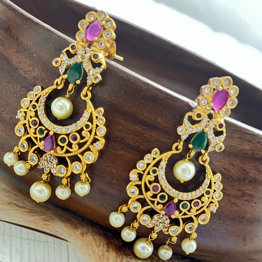Kanaka Taarini earrings, Chanbali earrings, traditional Indian earrings, handcrafted earrings, ethnic jewelry, gold finish earrings, lightweight earrings, festival earrings, wedding jewelry, temple jewelry, Indian heritage earrings, handmade earrings, divine jewelry, goddess-inspired earrings, ethnic accessories, Indian jewelry online, statement earrings, cultural jewelry, artisan earrings, gift for her