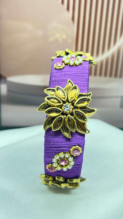 Purple gold kada bangle